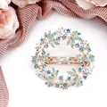 Elegant floral wreath spring hair clip with blue and clear crystals for bridal hair - Floral Blue