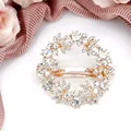 Elegant floral crystal hair clip with gold-toned finish for bridal wedding styling - White Floral