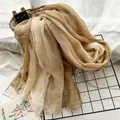 Lightweight Morandi khaki wool scarf with vintage distressed edges for autumn and winter - Gradient Dip-Dye Style (1409) / 205x85cm / Khaki