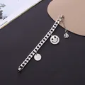 Trendy silver smiley face metal chain charm for creative DIY phone case decoration - Large And Small Smiley Face Style (K916)