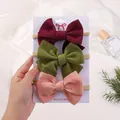 Set of 3 textured bubble fabric bow nylon headbands for baby girls in earthy tones - Style 3F