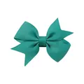 Classic teal grosgrain ribbon hair bow clip for baby girls with secure metal attachment - Grosgrain Ribbon Bow Hair Clip / Cyan (346)