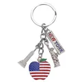 New York souvenir keychain featuring Statue of Liberty and Empire State Building charms - Apple / 10cm