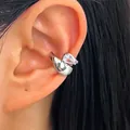 Silver-toned twisted line ear cuff featuring a sparkling teardrop zircon for non-pierced ears - Left Ear (1 Piece) / Silver