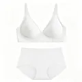 Weiße nahtlose Minimizer-BH und Slip-Kombination mit weicher Gelstreifen-Stütze - Weiß