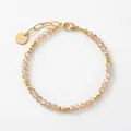Pulsera vintage de cadena dorada con cuentas de cristal champán y cierre de mosquetón. - Estilo combinado de mostacillas rosas