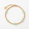 Pulsera vintage de cuentas doradas con piedras verdes facetadas y cadena ajustable - Estilo combinado de mostacillas verde claro