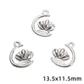 Silberner Legierungs-Fächeranhänger für DIY-Schmuck, Größe 13,5x11,5 mm, ideal für Ketten - Yoga Lotus-Stil (50) / 10 Stück/Packung (13.5x11.5mm) / Silber