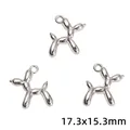 Drei glänzende silberne Ballonhund-Anhänger 17.3x15.3mm für DIY-Schmuckherstellung - Ballonhund-Stil (47) / 10 Stück/Packung (17.3x15.3mm) / Silber