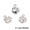 Poliertes Silberlegierung-Pfotenanhänger für DIY-Schmuckherstellung, 11,6x10 mm - Haustierpfoten-Stil (49) / 15 Stück/Packung (11.6x10mm) / Silber