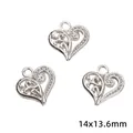 Zarte Herzanhänger aus Silberlegierung für die DIY-Schmuckherstellung, 14x13.6mm - Hohles Herz-Stil (56) / 15 Stück/Packung (14x13.6mm) / Silber