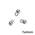 Polierte 7x4mm silberne Kugel-Anhänger mit Schlaufen für DIY-Schmuckherstellung - Rundperlenanhänger (#54款) / 30 Stück/Packung (7x4mm) / Silber