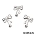 Zarter silberner Schleifenanhänger aus Legierung mit Stern und Perle, 20x15mm für DIY-Schmuck - Sternschleife (#57款) / 5 Stück/Packung (20x15mm) / Silber