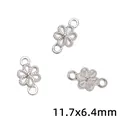 Kleiner silberner Blumen-Schmuckverbinder 11.7x6.4mm für kreative DIY-Handwerksprojekte - Doppelloch Sechsblättrige Blume (#74款) / 30 Stück/Packung (11.7x6.4mm) / Silber