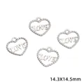 Herzanhänger aus Silber mit LOVE-Schriftzug für DIY-Schmuck, 14,3x14,5 mm - Hohles Herz LOVE (61) / 15er-Pack (14.3x14.5mm) / Silber