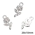 Kleine Rosenanhänger aus Silberlegierung für DIY-Schmuckherstellung, Größe 20x10mm - Rose (65) / 15er-Pack (20x10mm) / Silber