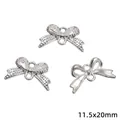 Alu-Anhänger in Schleifenform für DIY-Schmuck Halsketten Armbänder 11,5x20mm Größe - Doppelloch-Schleifen-Stil (Modell 72) / 10 Stück (11.5x20mm) / Silber