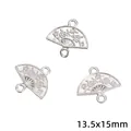 Silberne fächerförmige Blumenanhänger 13,5x15mm für DIY-Schmuck, Ohrringe und Armbänder - Doppelloch-Fächer-Stil (Modell 76) / 30 Stück (13.5x15mm) / Silber