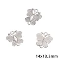 Silberne Schmetterlingsanhänger 14x13,3mm für DIY handgemachte Halsketten - Doppelloch-Schmetterling-Stil (Modell 73) / 15 Stück (14x13.3mm) / Silber