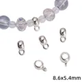 Kleine silberne Schlaufenperlen für DIY Schmuckherstellung mit Öse Größe 8,6x5,4mm - Glatte große Anhängerschlaufe (Modell 82) / 30er Pack / Silber
