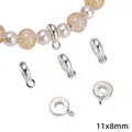 Hochwertige silberne Legierungsperlen für handgefertigten DIY-Schmuck, 11x8mm - Glatte flache Scheibe (84 Stil) / 15er Pack / Silber
