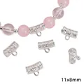 Hochwertiger Anhänger aus Silberlegierung für die DIY-Schmuckherstellung, 11x8mm - Hohles gebogenes Rohr (91 Stil) / 20er Set / Silber