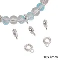 Silberne Legierung Spacer Ösen 10x7mm für DIY Schmuckherstellung - Punktierte Textur (85 Stil) / 20er Set / Silber