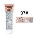 Gedetailleerd overzicht van zilveren glitter gel oogschaduw 07 met swatch effect - 07# Zilver / 18g/Stuk