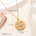 Γαλλικό ρετρό κολιέ 18K με μενταγιόν οκτάκτινο αστέρι και ζώδια για γυναίκες χρυσό - Στυλ Οκτάγραμμο Πυξίδα Ζώδια (CN66142) / Χρυσό