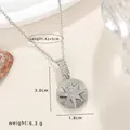 Vintage Silberkette mit achtzackigem Stern-Anhänger und Zirkonia-Details - Silber Oktogramm Strass Stil (CN66146)