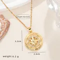 Französische Retro-Halskette mit 8-zackigem Sternanhänger, 18K vergoldet, für Damen - NESW Kompass Stil (CN66147)