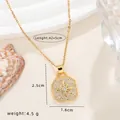 Französische Vintage-Halskette mit 18 Karat vergoldetem Achtzackstern-Anhänger chic - Achteck Pave Zirkonia Stern Stil (CN66148)