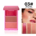 Palette de maquillage 3-en-1 professionnelle avec fard à joues et enlumineur Berry - 03# Berry Tipsy (W-CZ-B033#3)