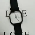 Elegante minimalistische quadratische Quarzuhr mit schwarzem Silikonarmband für Damen und Herren - Schwarzes Armband Weißes Zifferblatt