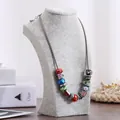 Grijze fluwelen sieraden display buste mannequin standaard voor ketting en hanger - H-Type Hoogte 20 / Ijsfluweel