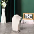 Beige linnen sieraden mannequin buste standaard voor kettingen met afmetingen 19 cm hoogte - H-Type Hoogte 20 / Beige