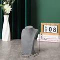Professionele grijze suède sieraden halsketting display buste stand voor hanger van 19cm - H-Type Hoogte 20 / donkergrijs