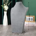 Grijze fluwelen sieraden display buste voor kettingen, afmetingen 40x23,5x12cm standaard - H-Type Hoogte 40 / donkergrijs