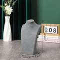 Grijze fluwelen halsketting display buste met 24 cm hoogte voor sieraden presentatie. - H-Type Hoogte 24 / donkergrijs