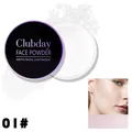Detailed view of Clubday matte finish face powder with shade 01 and model effect - 01# (Transparent White)