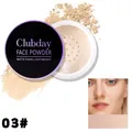 Detail showing #03 matte loose face powder with texture and model result - 03# (Soft Skin)