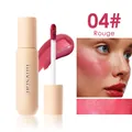 Detail of shimmery liquid blush shade 04# Rouge with professional model face demo - Pearlescent Shimmer (W-CZ-B034#4) / 04# Rouge