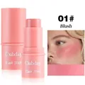 Close-up of Clubday matte blush stick in 01 pink with face application view. - Blush Stick / 01# Blush (Natural Pink)