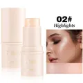 Professional 02# Shimmer Stick highlighter for face glow with a waterproof formula - Highlighter Stick / 02# Highlights (Shimmer Beige)