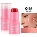 Detailed view of color-changing blush stick with natural makeup effect and swatch - Color Changing Blush Stick / 04# Color Changing Blush (Rose Red)