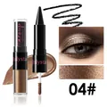 Eyeliner nero a doppia punta e ombretto liquido glitterato professionale nella tonalità 04 - Bronzo Marrone Scuro Luccicante (W-CZ-B045#4)