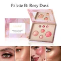 Palette visage Julystar Rosy Dusk avec fard à joues et enlumineur, motif de marbre. - Style B Rosy Dusk