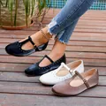 Bailarinas Mary Jane elegantes y transpirables para mujer en colores negro blanco y marrón - 35 / Albaricoque