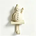 Beige snowman Christmas stocking holder hook with speckled finish for holiday decor - Style A / 1 Piece / Christmas Snowman Hook-Red Hat