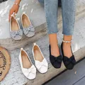 Ballerines élégantes en maille respirante pour femmes avec nœud en blanc et noir - 35 / Rose rouge